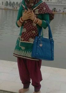 Beautiful Teal Kurta Set with Maroon Pants