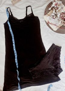 Black Lace Trimmed Cami Dress