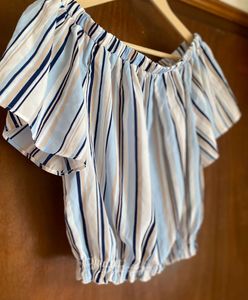Striped Off-Shoulder Crop Top