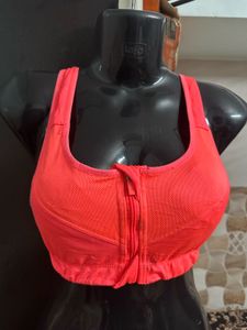 Sports Bra - White &amp; Coral Pink