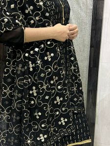 Elegant Black Sequined suit with Dupatta