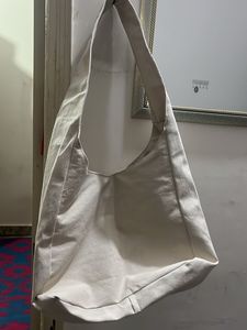 Cream Canvas Hobo Bag