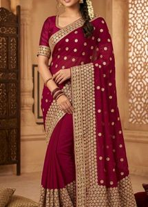 Embroidered Red Saree