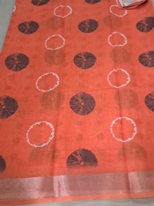 Orange Saree with Circular Print