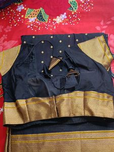 Elegant Black Saree with Gold Border