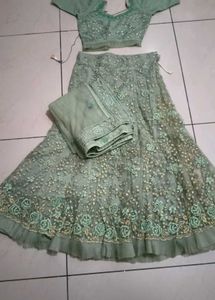 Embellished Mint Green Lehenga Choli Set