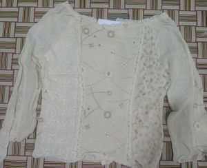 Mastro Moda Ivory Lace Trim Blouse