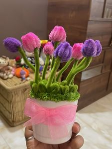Cute Pipe Cleaner Flower Pot Decor