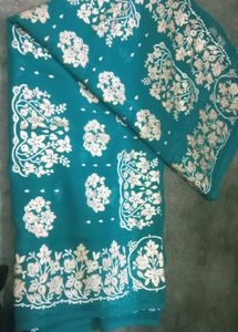 Teal Embroidered Saree