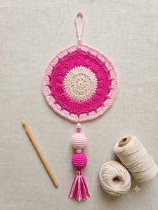 Handmade Pink Crochet Dreamcatcher