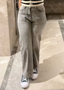 Grey Wide Leg Denim Jeans