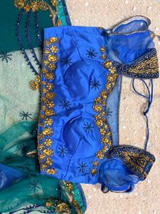 y2k Stunning Blue &amp; Teal Embroidered Lehenga saree