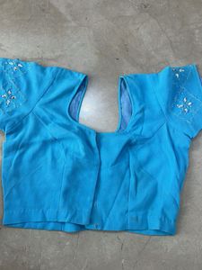 Blue Embellished Saree Blouse