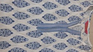 Blue &amp; White Printed Kurta