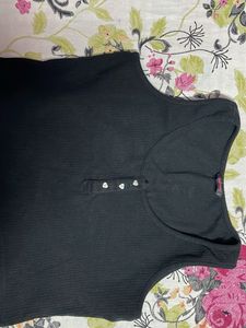 Black Ribbed Henley Tank Top