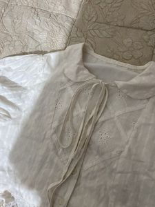 White Puff Sleeve Cropped Blouse