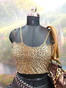 Leopard Print Crop Top &amp; Skirt Set
