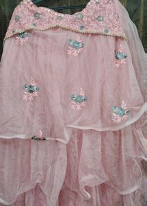 Embellished peach pink leahenga with choli 😍