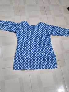 Blue Block Print Kurta