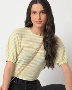 Striped Puff Sleeve Top