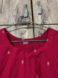 Maroon Kurta with White Motifs