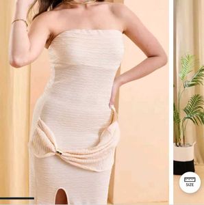 XS size elegant Strapless White Maxi Dress