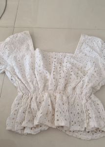 Chic White Eyelet Crop Top