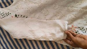 Embroidered White Cotton Kurta