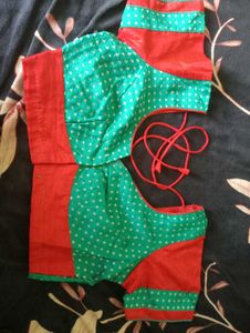 Elegant Teal Blue &amp; Red Blouse