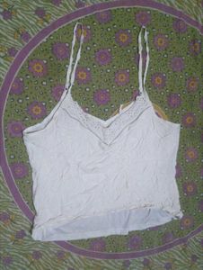 White Camisole Top with Lace Trim
