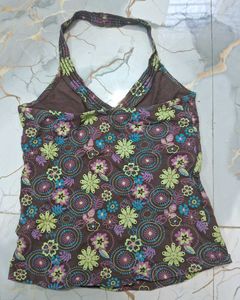 Floral Halter Neck Top y2k (34-36 size M)