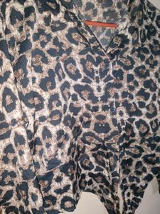 Leopard Print Button-Up Crop Shirt