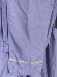 Purple Kurta Set with Golden Border