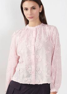 Chic Pink Floral Embroidered Blouse