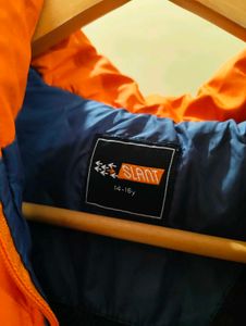 Orange &amp; Navy Quilted Bomber Jacket