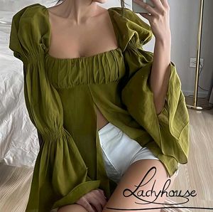 New with tag Korean Puff Sleeve Square Neck Top