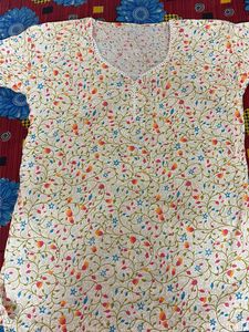 Floral Print Cotton Kurta