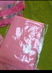 unstitched Pink Chikankari Kurta Set