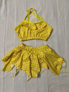 Cute Kids Yellow Polka Dot Swimsuit