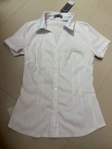 Classic White V-neck Shirt with Tag