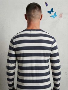 Men's Striped Long Sleeve Henley T-Shirt