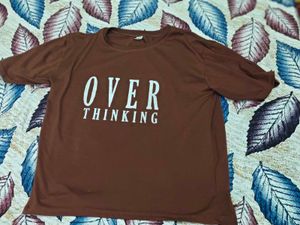 Brown 'Overthinking' Graphic T-Shirt