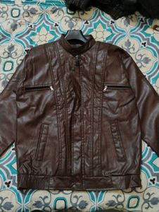 Men's Brown Leather Biker Jacket