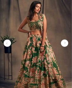 GREEN AND PINK Embroidered LEHENGA💅🏻