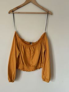 Chic Mustard Yellow Bardot Top
