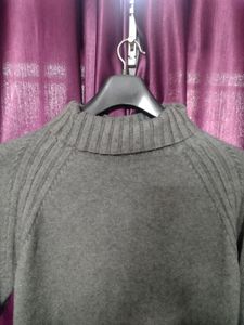 Charcoal Grey High Neck Sweater Dress