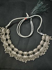 Oxidized Silver Necklace with Earrings
