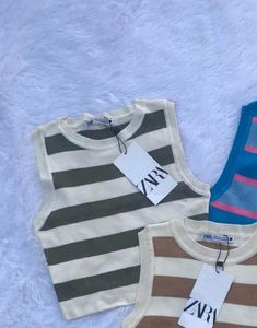Striped Cropped Knit Tank Top