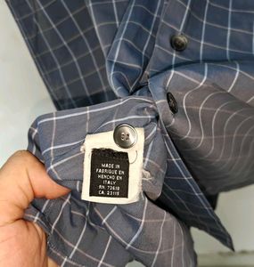 BOSS Men's Blue Checkered Short Sleeve Shirt
