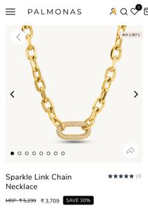 PALMONAS Gold Chain Necklace with Rhinestone